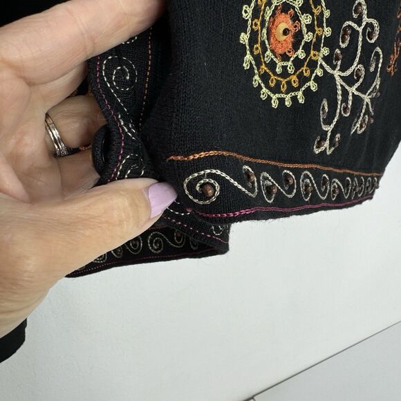 JACK B QUICK Sweater Women Ramie Cotton Embroidery Boho Art To Wear Sz L - Picture 4 of 7